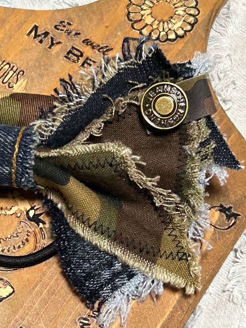 リメイクデニムカモフラリボンヘアゴムNo.373