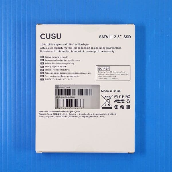 【SSD 512GB 2個セット】CUSU C300 SATA 2.5インチ